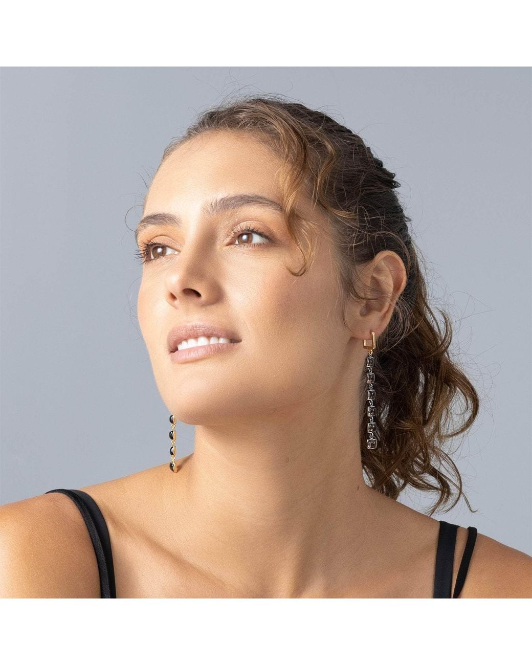 German Kabirski White Aylo Rhodium & Plated Earrings With Smoky Quartz