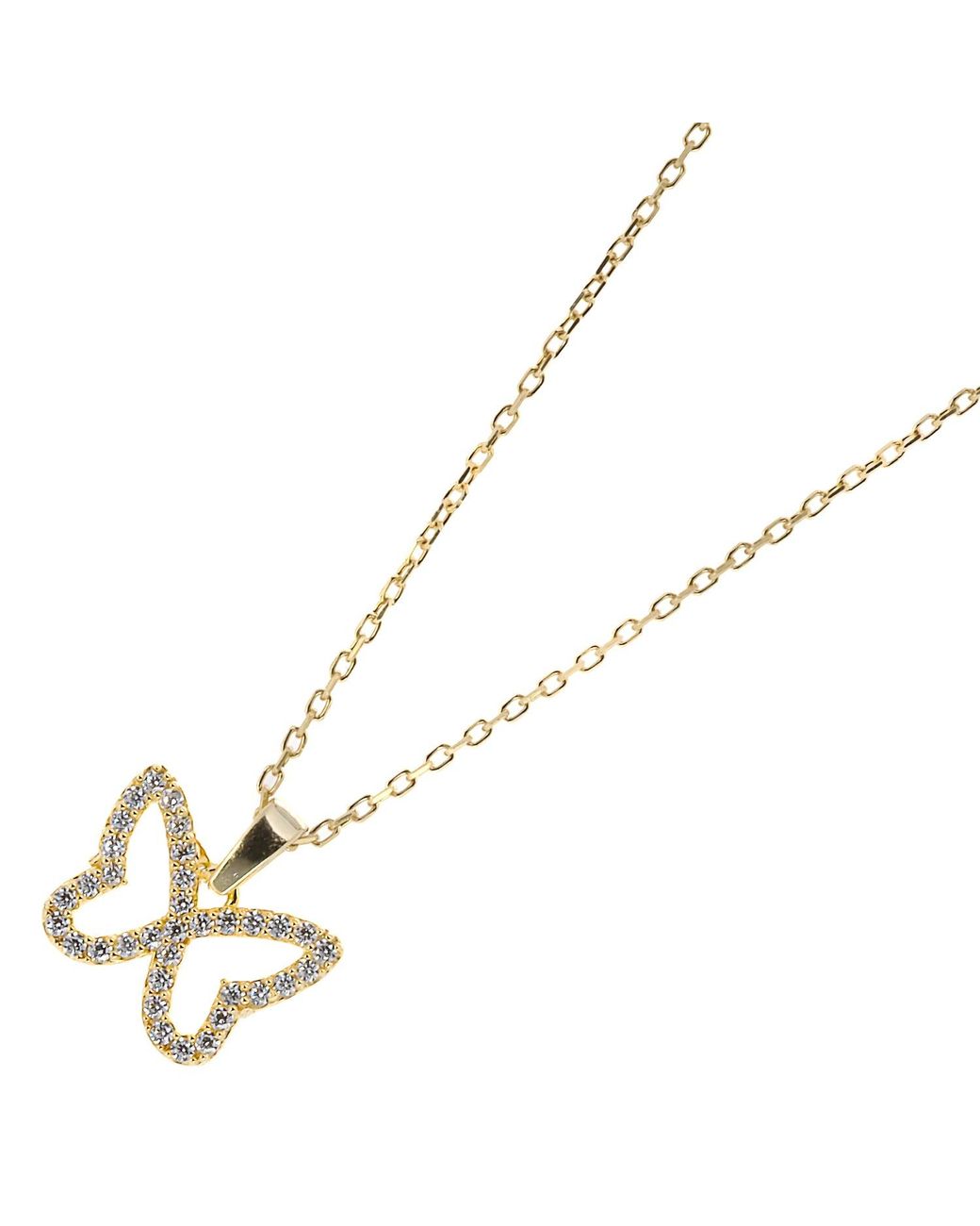 Ebru Jewelry Metallic Sparkly Butterfly Necklace
