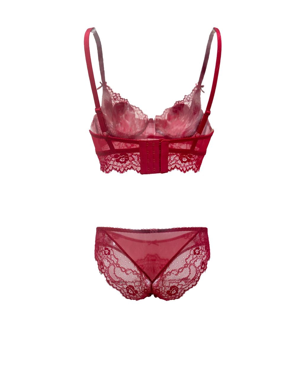 Carol Coelho Red Ruby Nocturne Longline Lace Unlined Demi-Push Up Bra