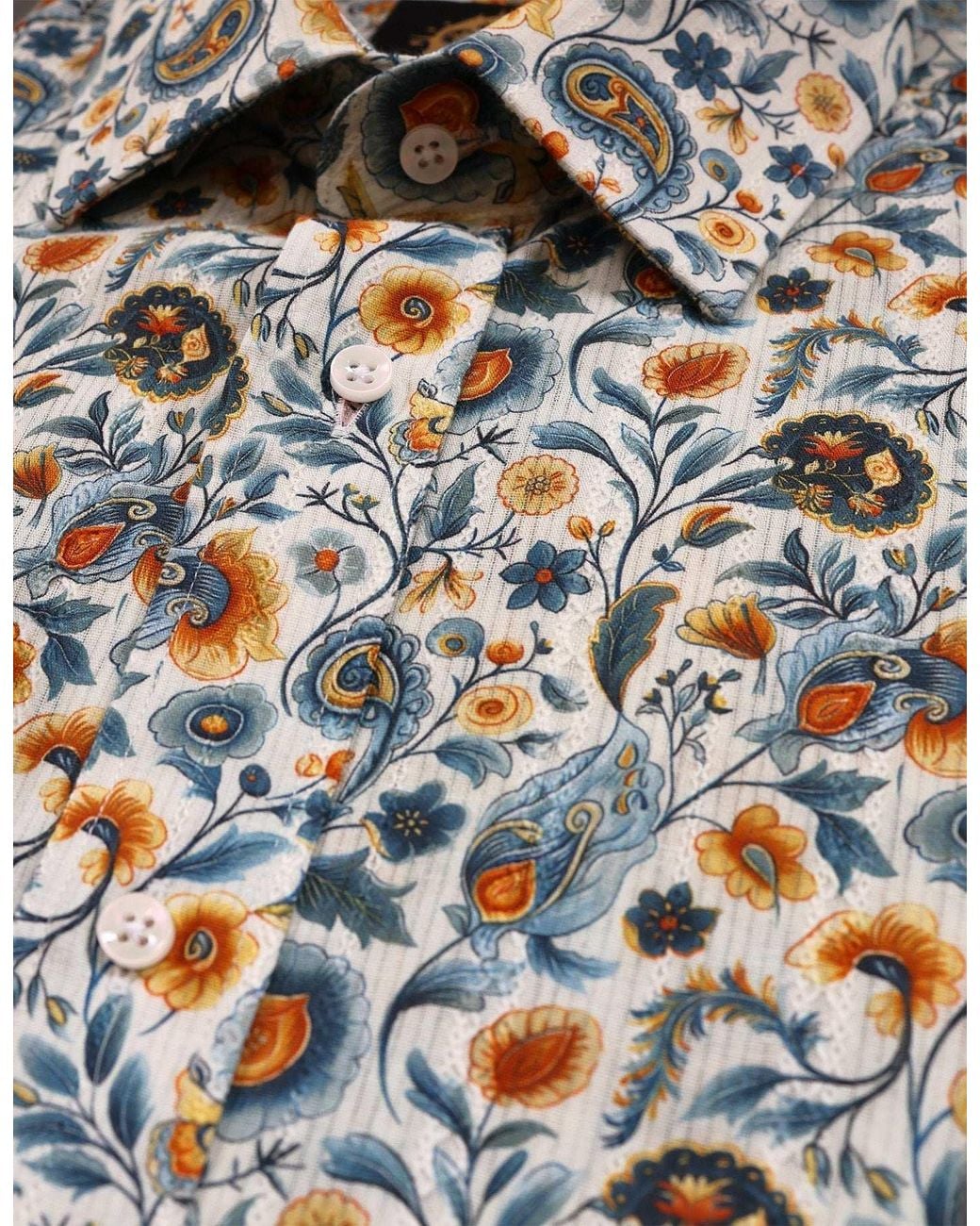 Gresham Blake Gray Neutrals Cream Paisley Jacquard Shirt for men