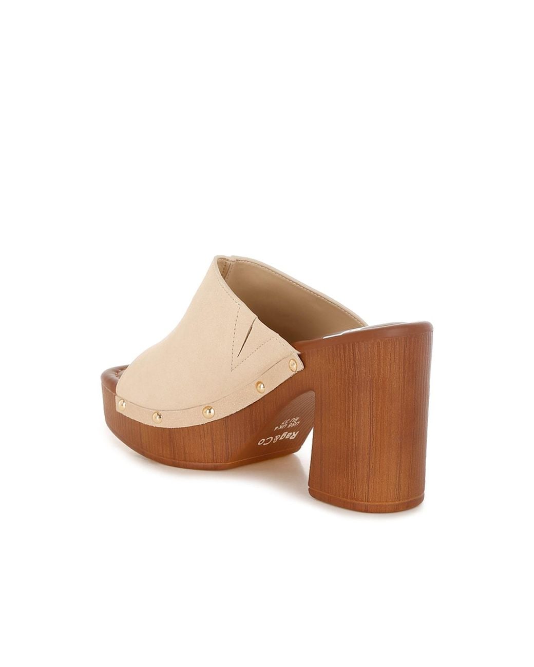 Rag & Co White Masaki Soft Suede Leather Wooden Clogs