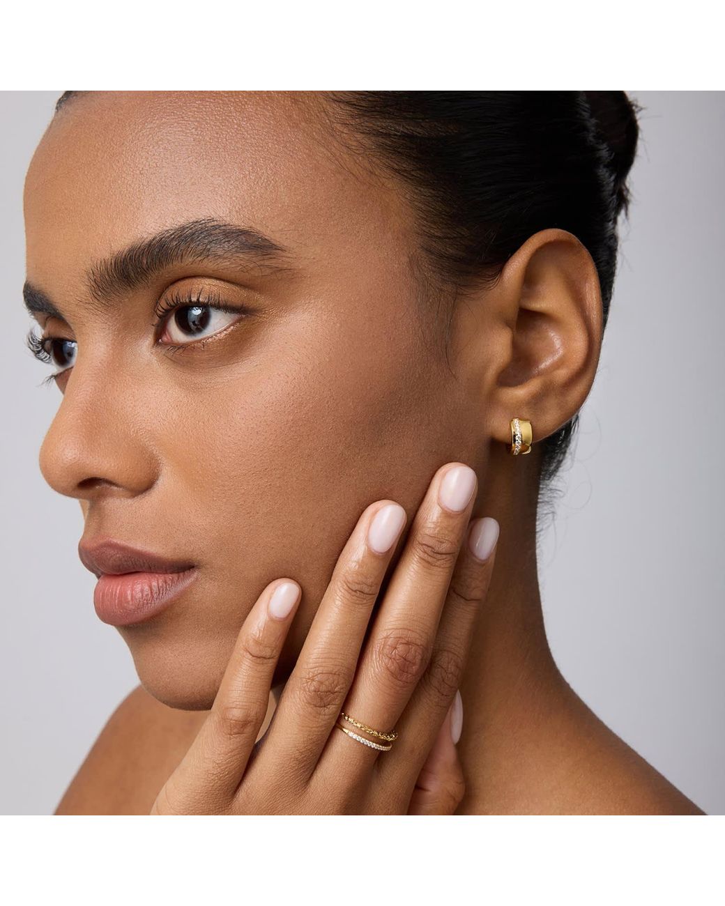 Vanhi Metallic Juni Pavé Chunky Huggie Earrings