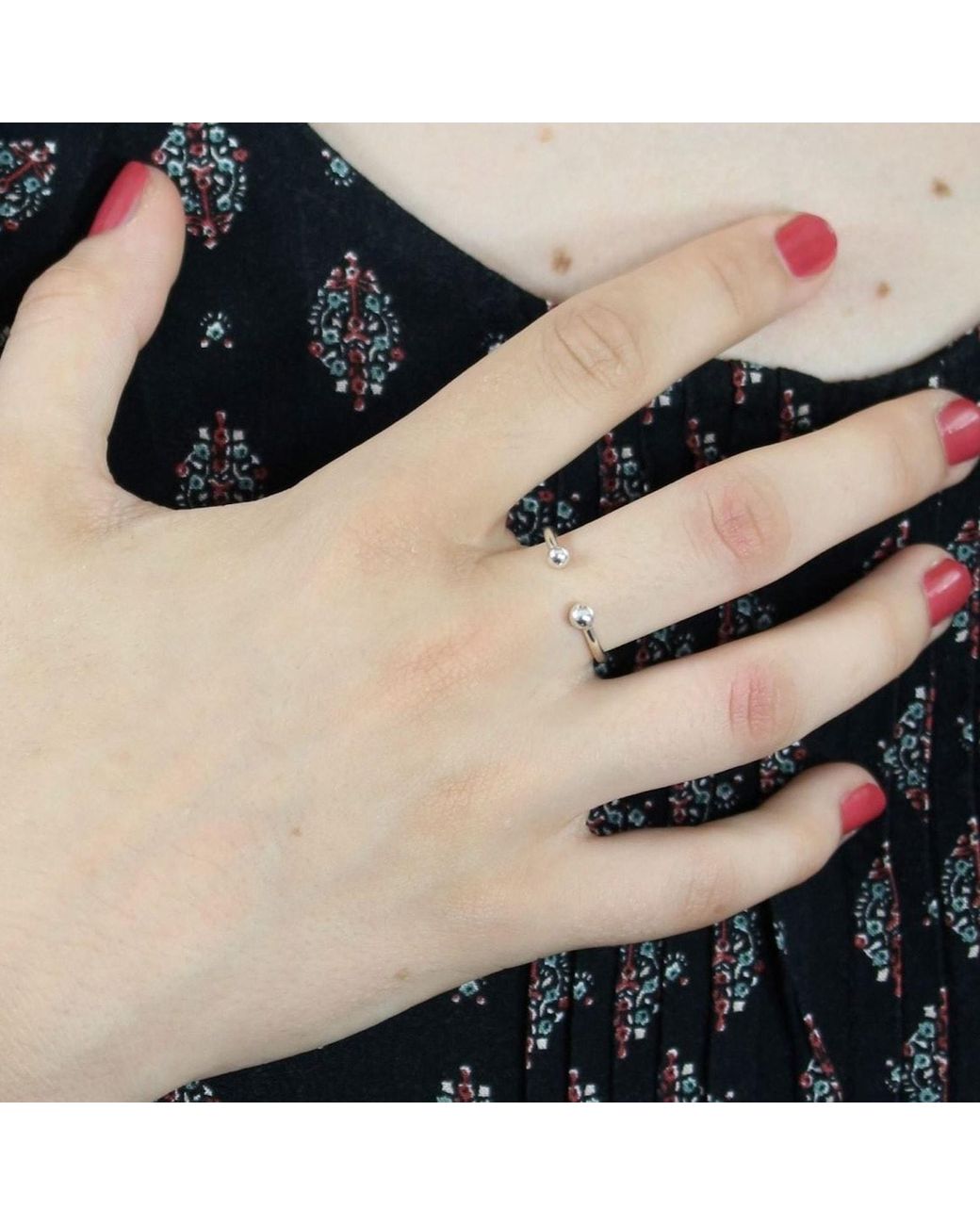 The Jewellery Store London Metallic Adjustable Two Beads Ring