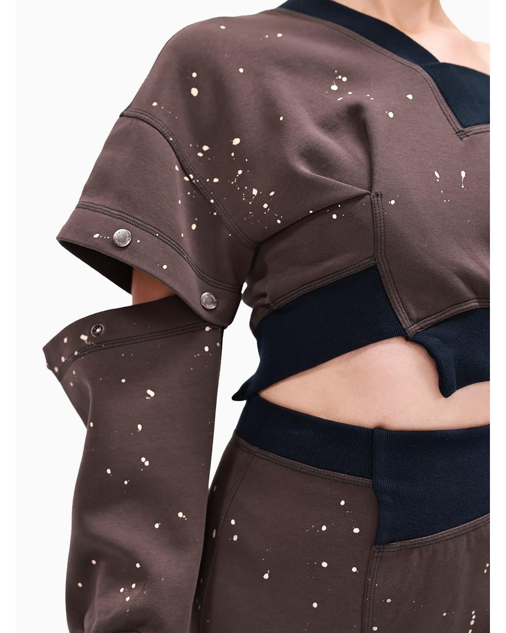 Gao Republic Black Cropped Snap Sleeve Sweatshirt