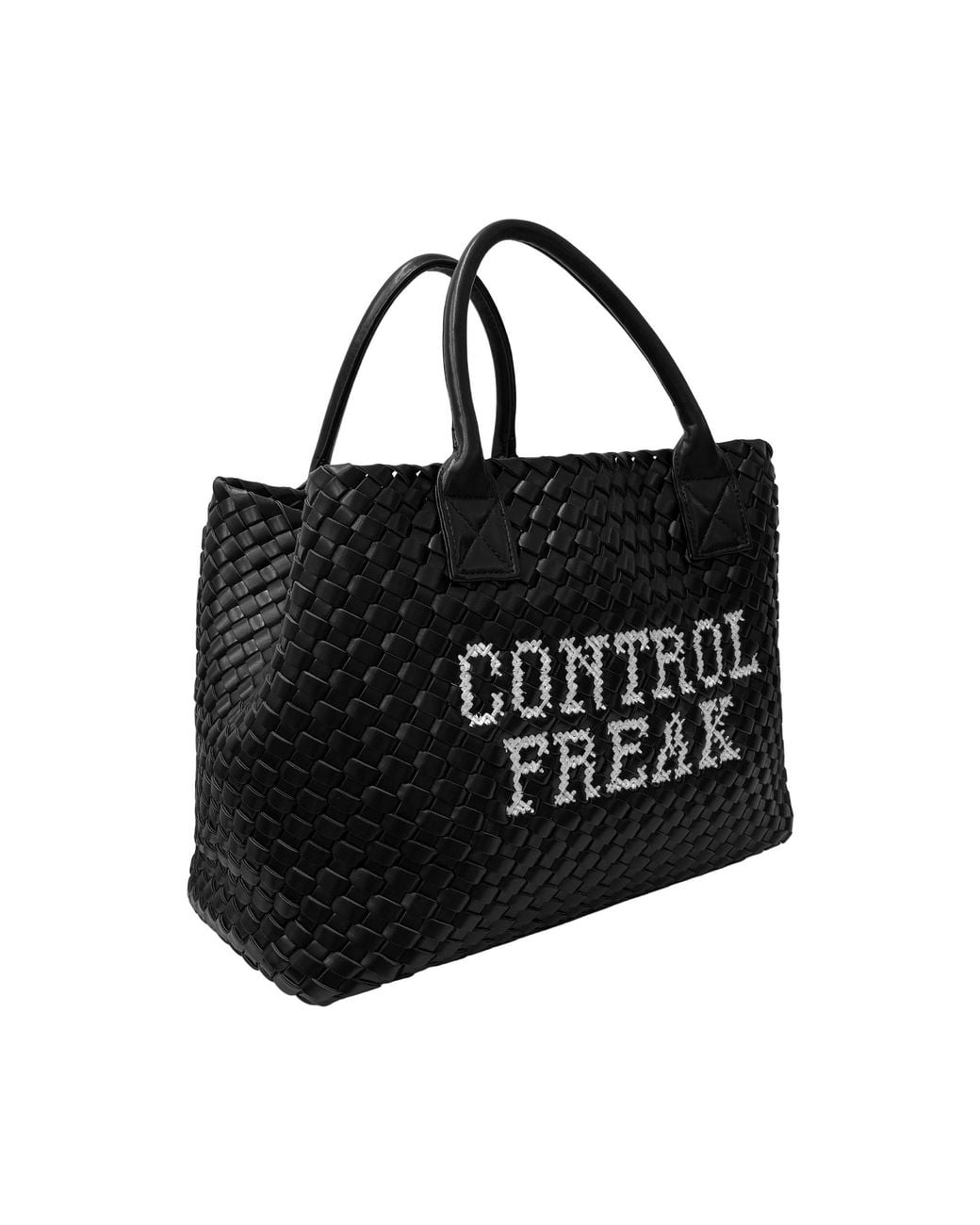 Lilly Loves Black Control Freak Embroidered Vegan Handbag
