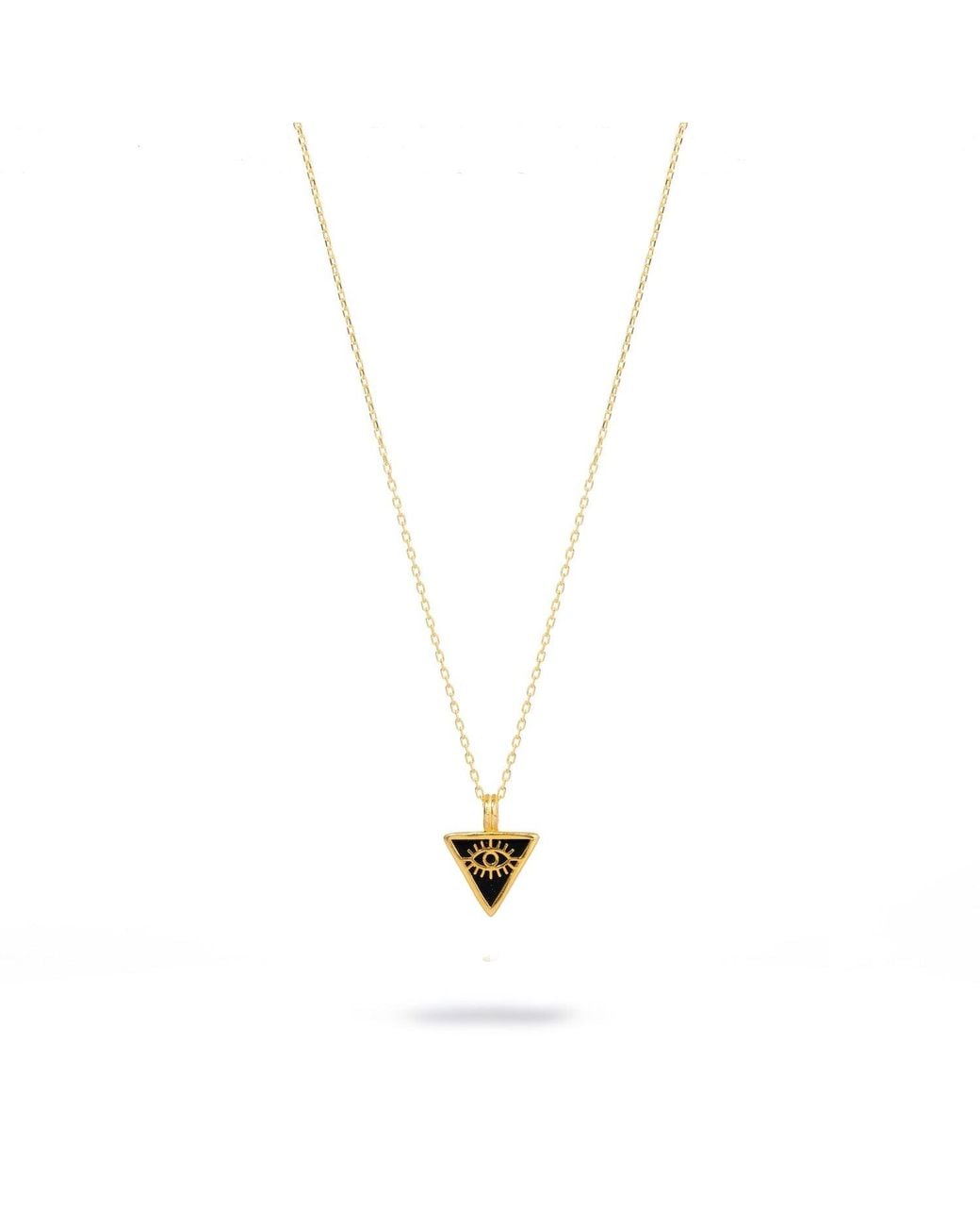 Ebru Jewelry Metallic Onyx & Triangle Pendant Evil Eye Talisman Necklace