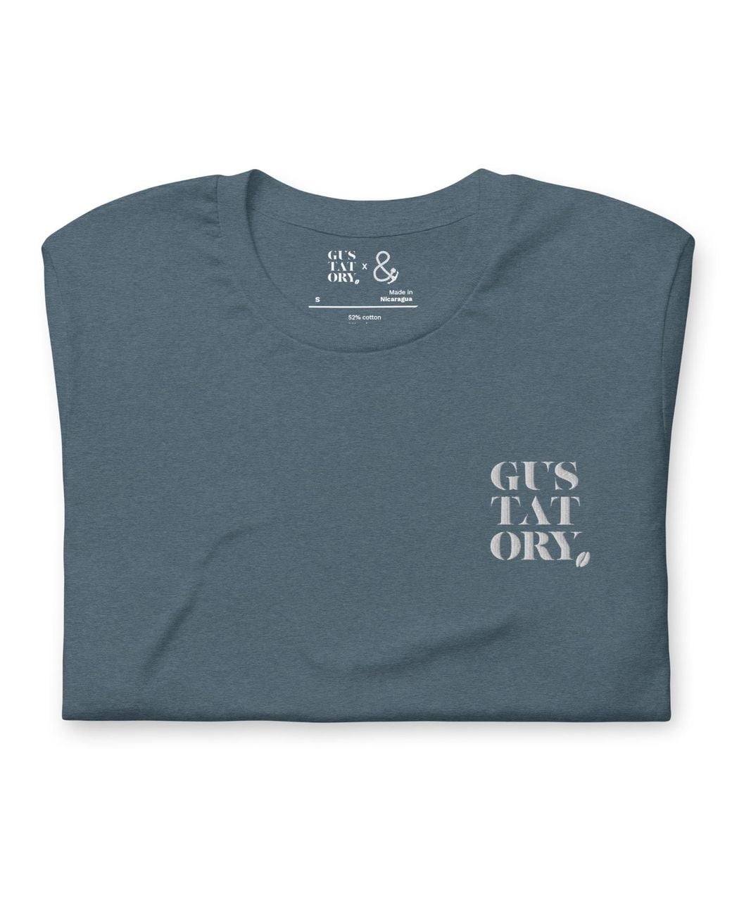 Anchor and Crew Blue Heather Gustatory London Coffee Scene Organic Cotton Embroidered T-Shirt