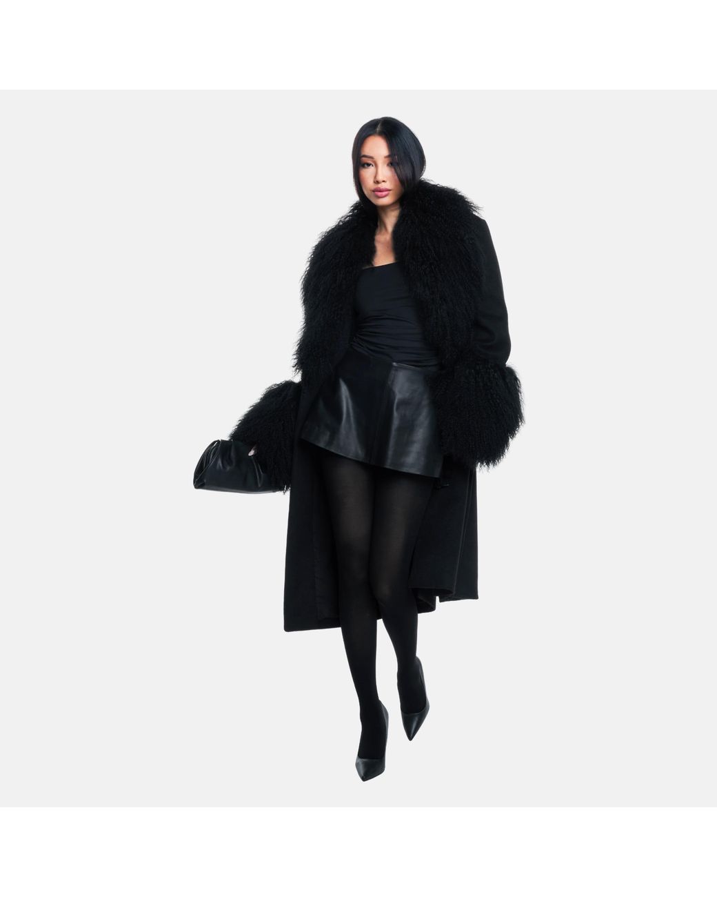 OW Collection Black Frances Wool Coat