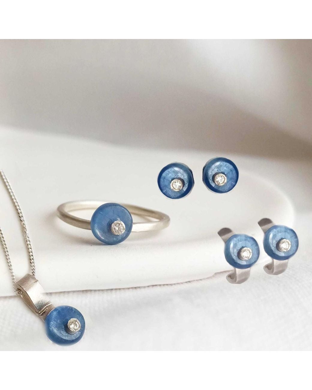 Lily Flo Jewellery Blue Kyanite Lab Grown Diamond Stud Earrings