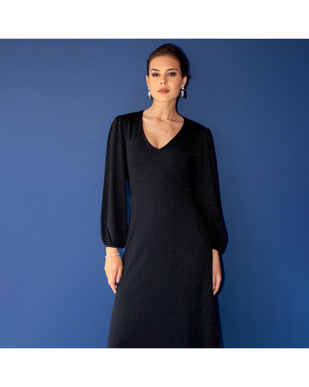 Alie Street London Black Cecilia Midi Dress Glitter