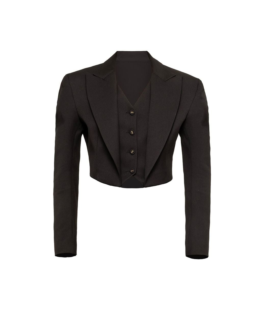 Nissa Black Single-Breasted Cropped Blazer