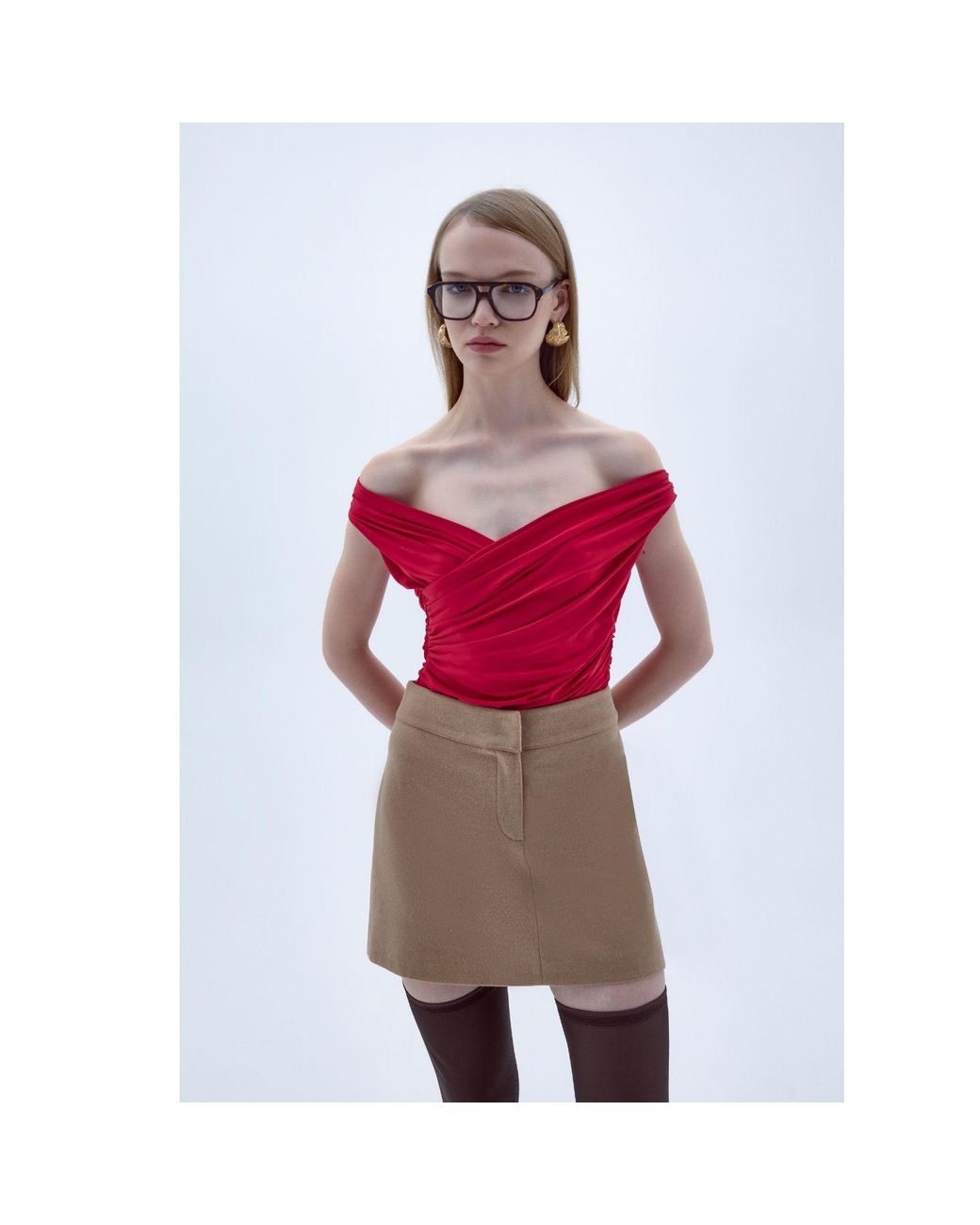 NAZLI CEREN Natural Neutrals Marde Wool Mini Skirt