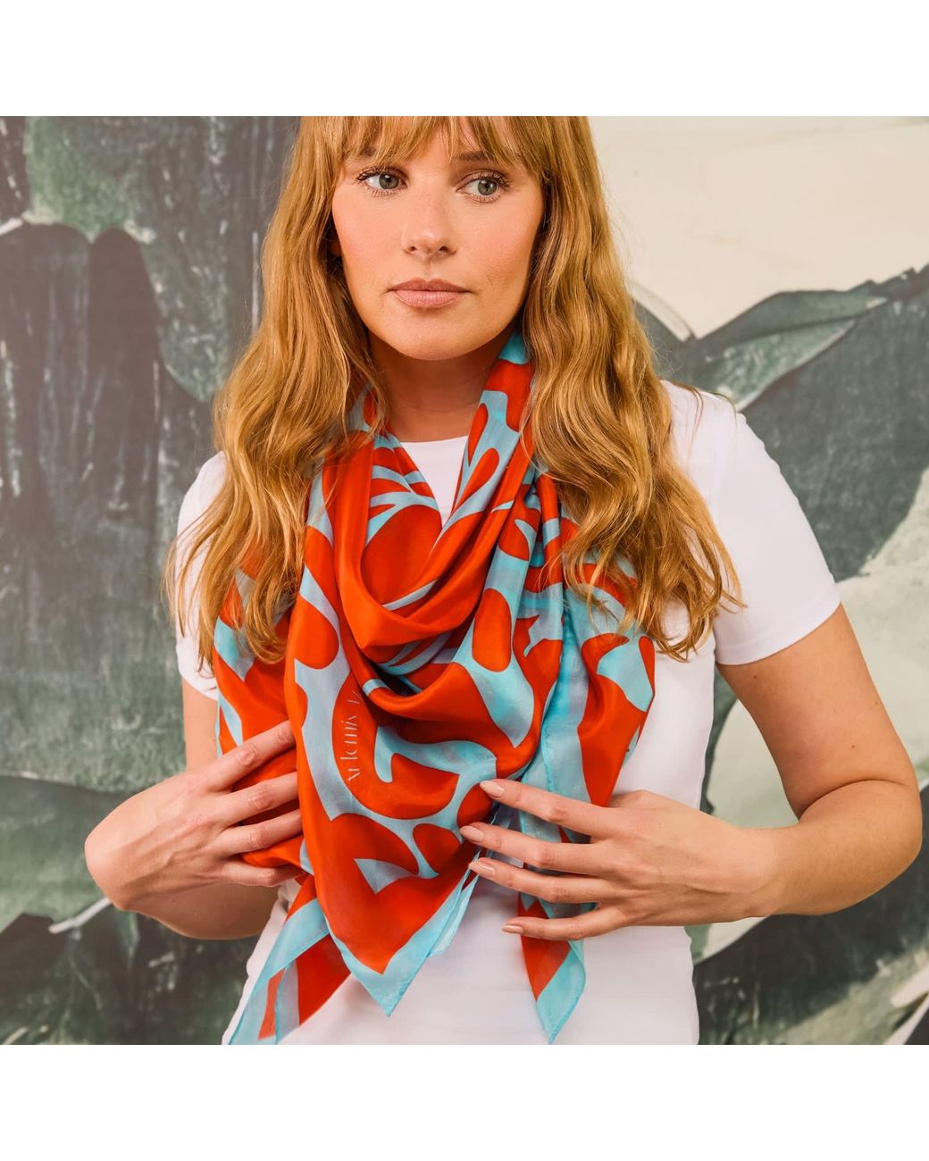 Artemis Muse Red William De Morgan Fantastic Ducks Rust & Luxury Silk Scarf