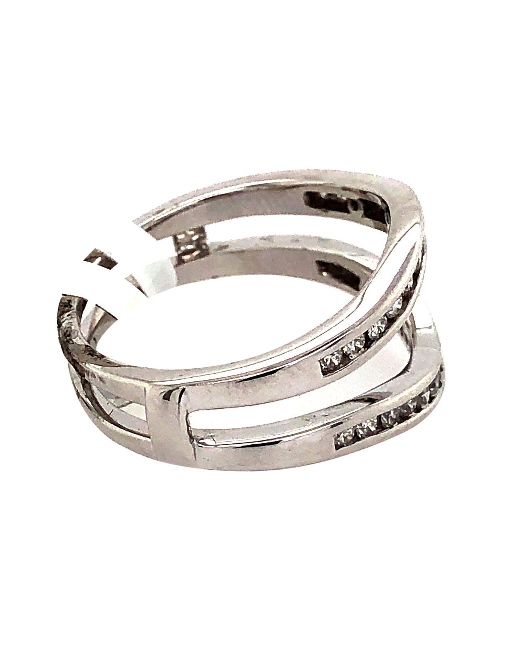 Artisan Metallic Handmade Pave Diamond Ring 18k Solid White Gold