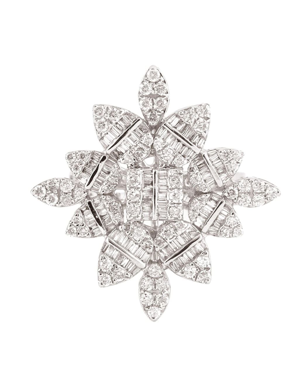 Artisan White Diamond Floral Cluster Statement Ring