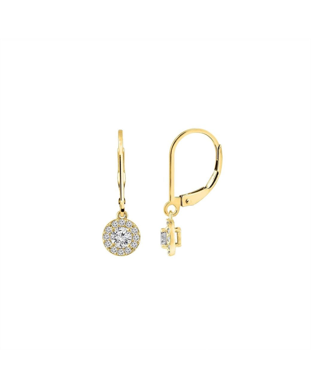 Diamonbliss Metallic Leverback Drop Halo Earrings, Half Carat