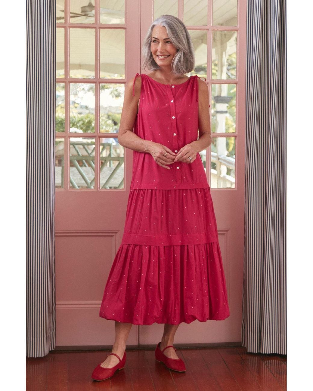 Adrift Clothing Pink Millie Reversible Bubble Hem Dress
