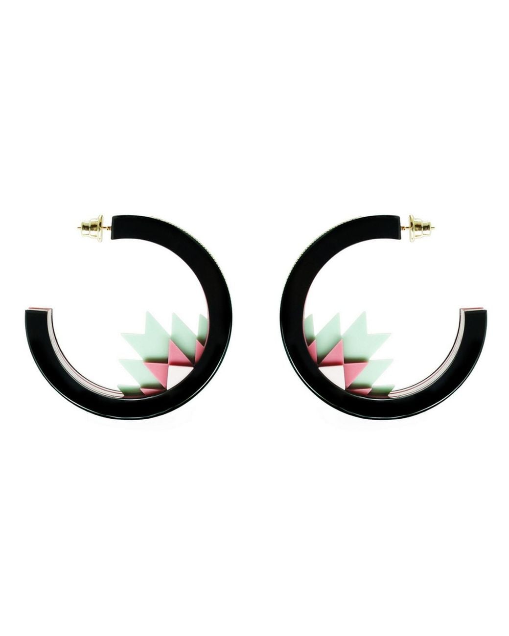 Gissa Bicalho Multicolor Handmade Acrylic Earring Hoops Kuntur Green