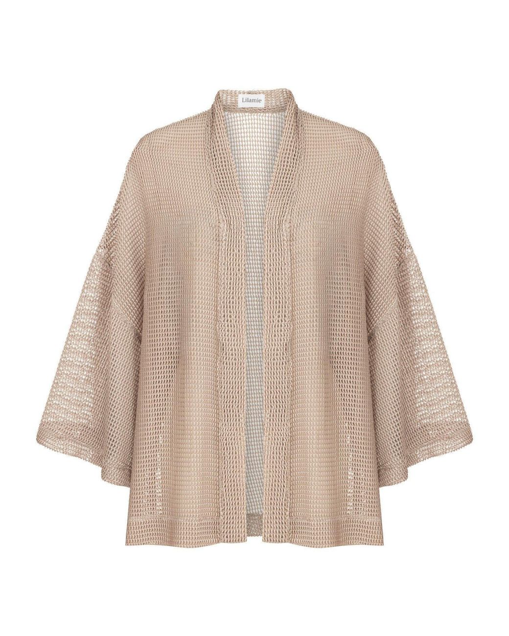 Lilamie Natural Carmen Loose Fit Long Sleeve Summer Kimono Top