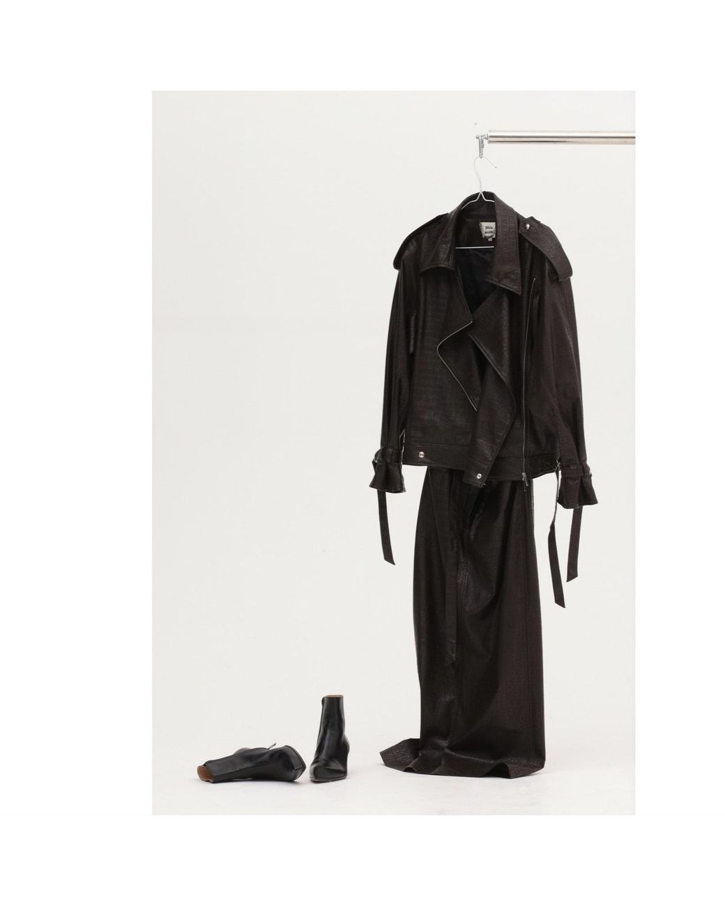 Julia Allert Black Croc-Effect Faux Leather Oversized Jacket – Dark