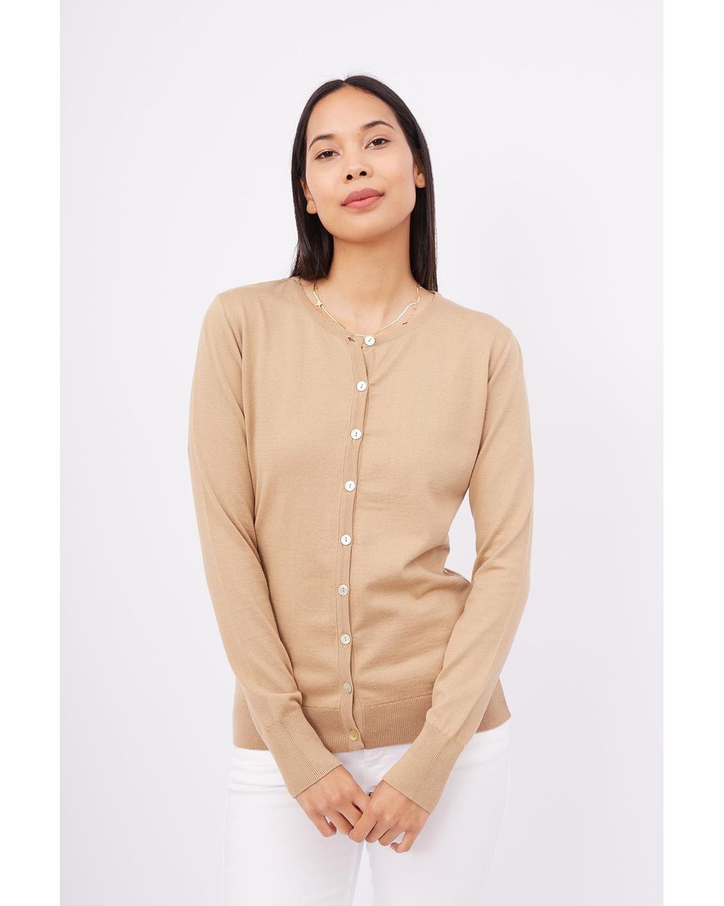 Peraluna Natural Mila O-Neck Basic Cotton Cardigan