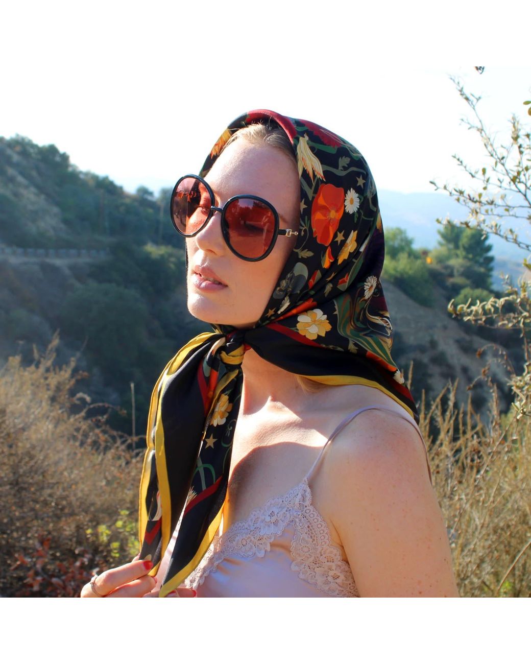Henelle Black Dahlia Silk Large Silk Scarf