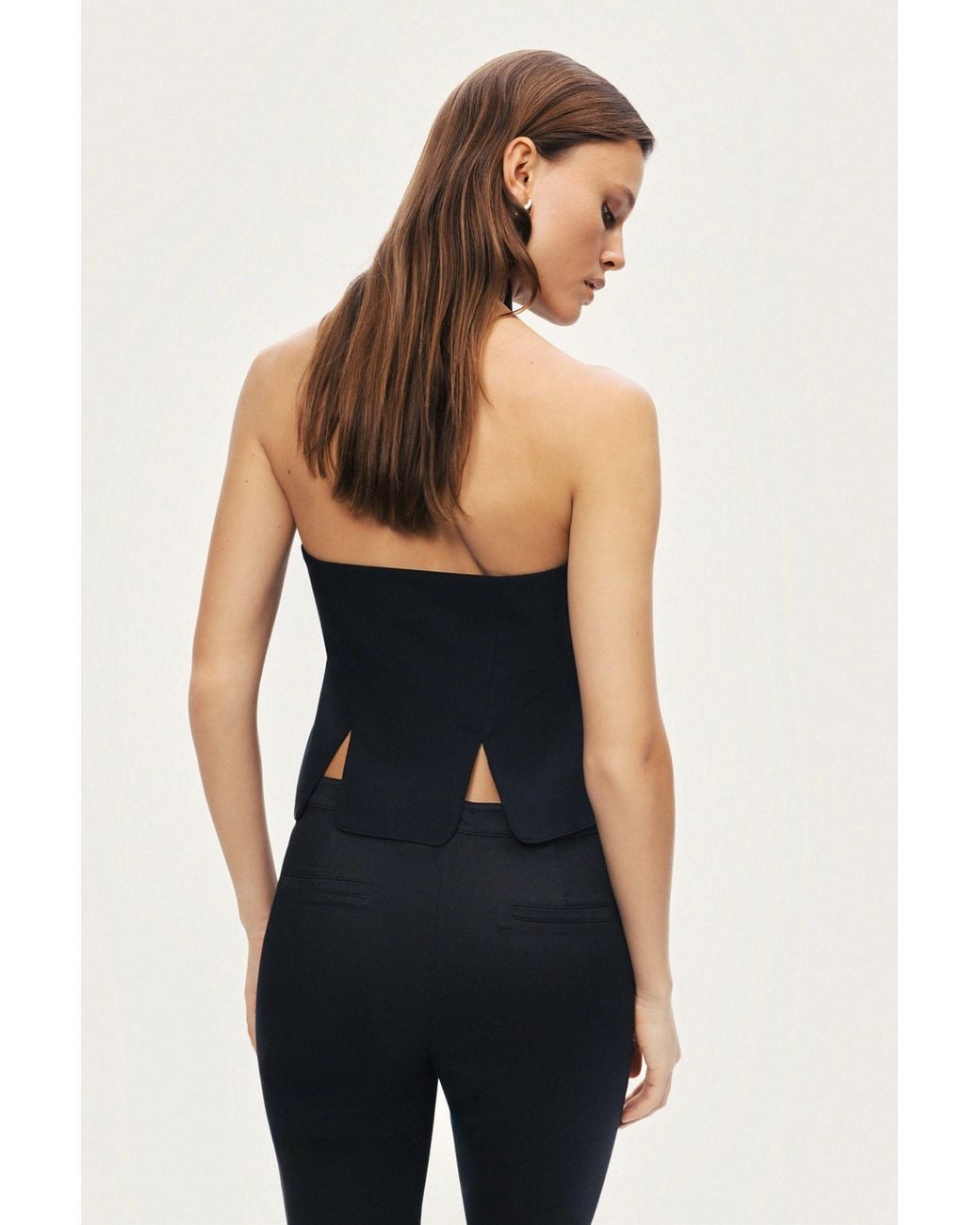 Nocturne Black Halter Neck Structured Top