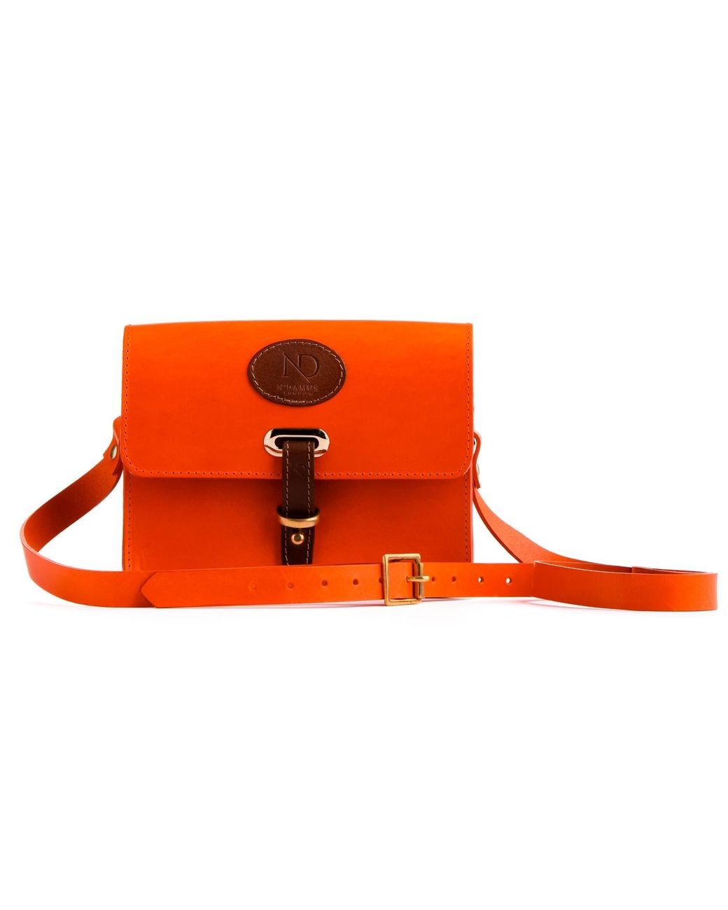 N'damus London Orange Mini Soho Leather Crossbody Bag