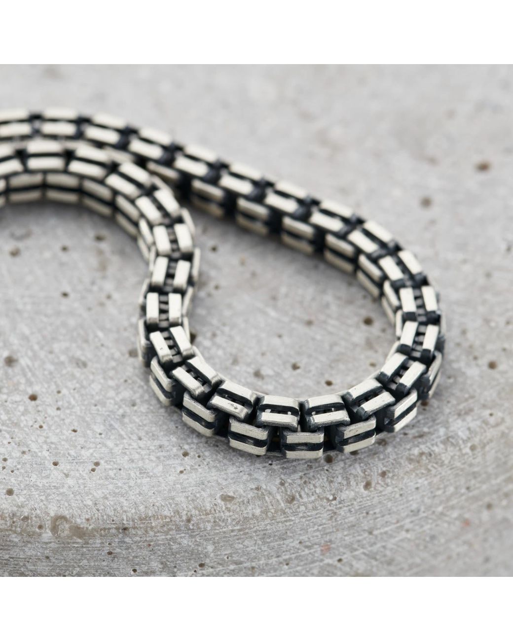 Posh Totty Designs Black Sterling Box Chain Bracelet for men