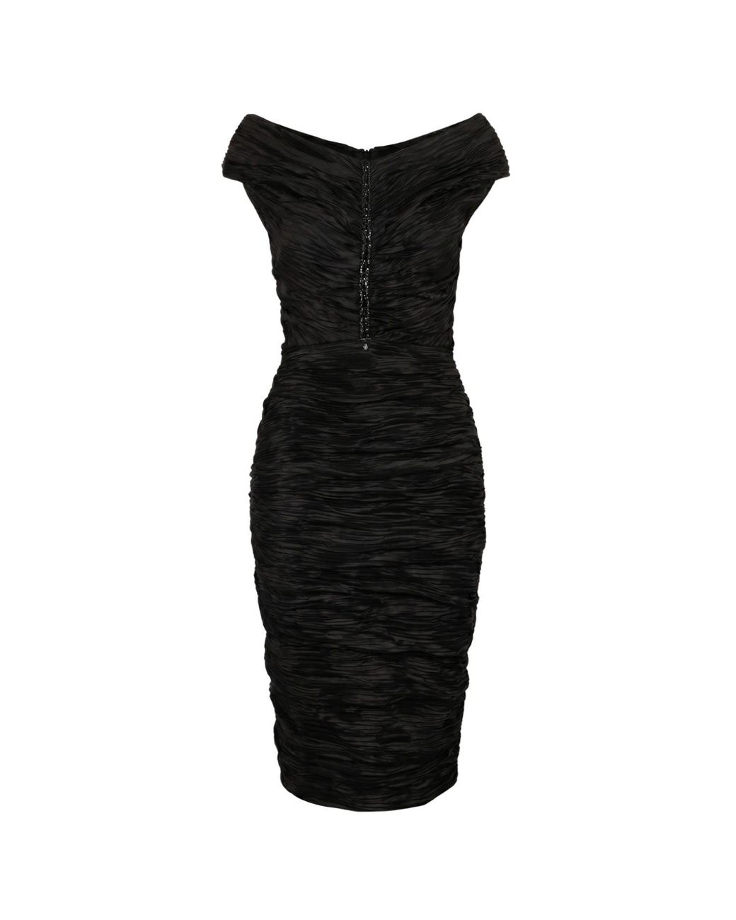 Luna Fashion House Black Ruched Off-Shoulder Midi Dress, Lina