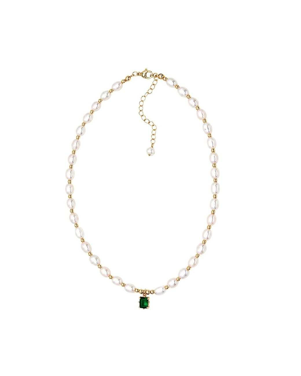 Uchi and Soto Metallic Shinju Pearl Necklace With Stone