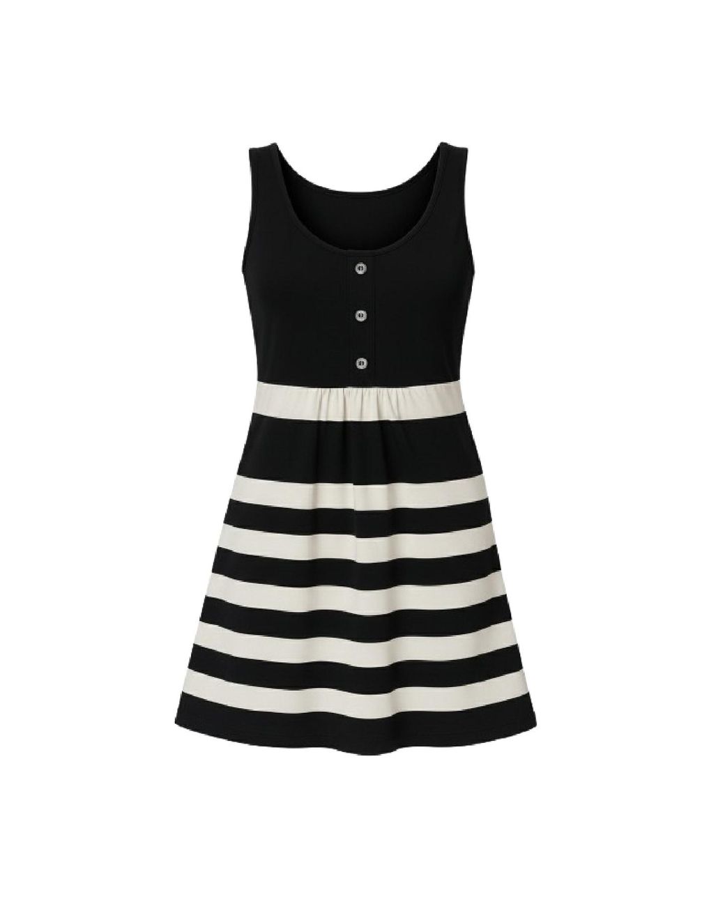 Conquista Black Striped Sleeveless Tunic Top