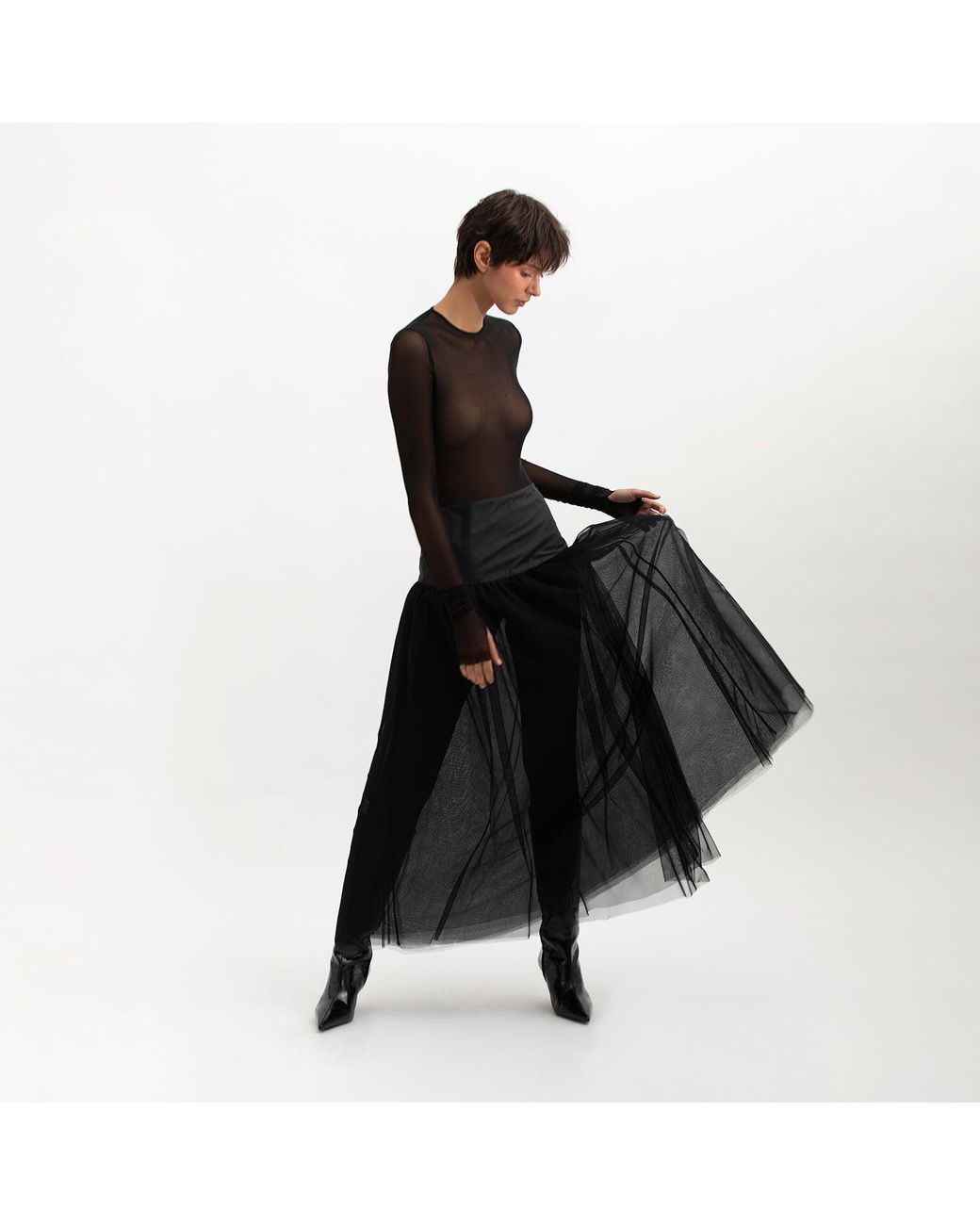 Audrey Vallens Blue Selene Tulle Skirt