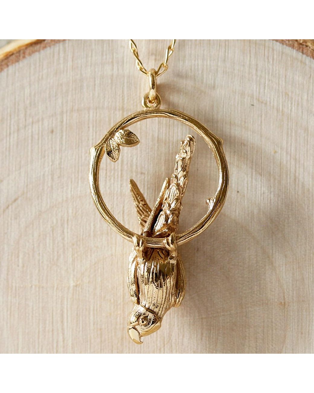Lee Renee Metallic Parakeet Necklace – Large, Upside Down