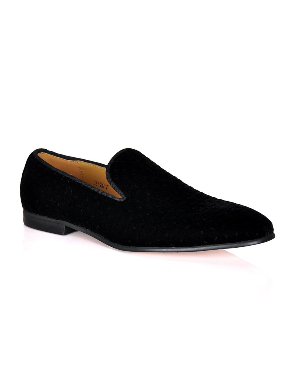 DAVID WEJ Black Alberto Velvet Pattern Loafers for men