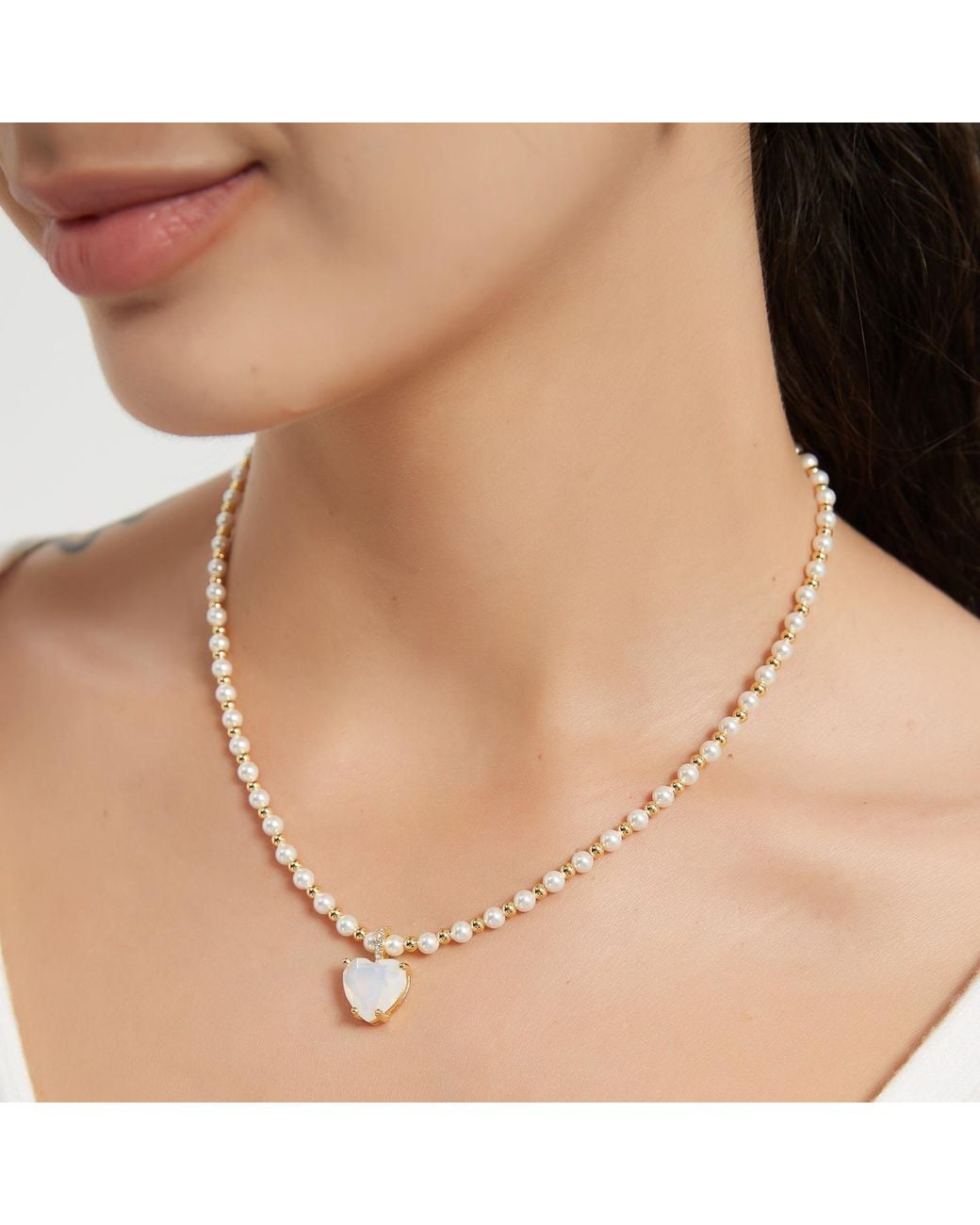 Miss Cecilia Metallic Alice Opal Pearl Necklace