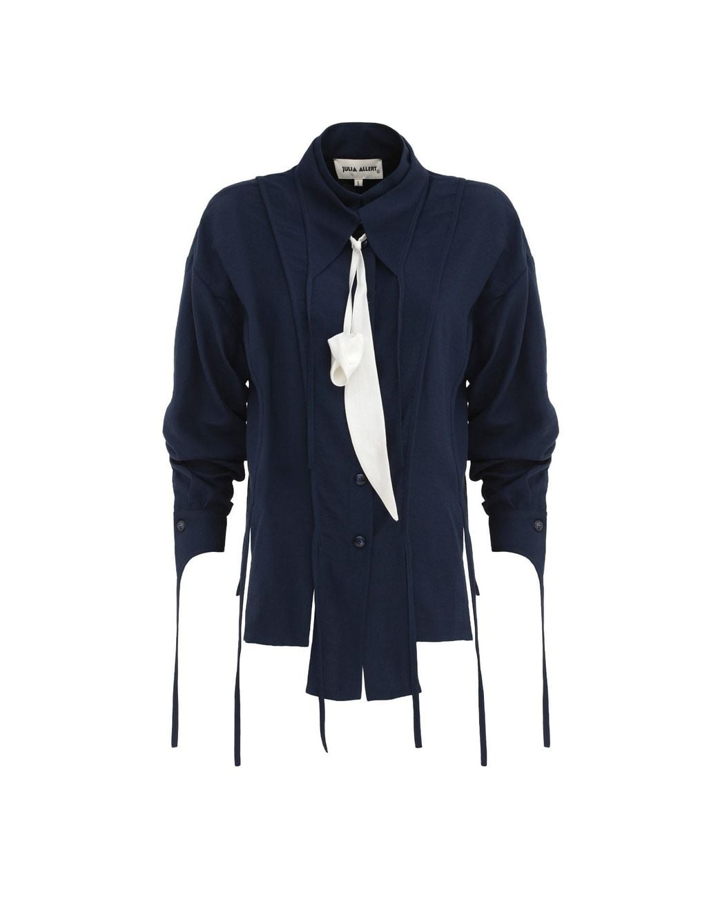 Julia Allert Blue Artistic Asymmetric Textured Viscose Blouse