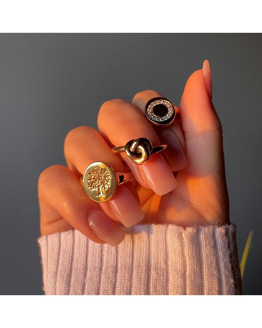 With Love Darling Metallic Tree Of Life Signet Ring