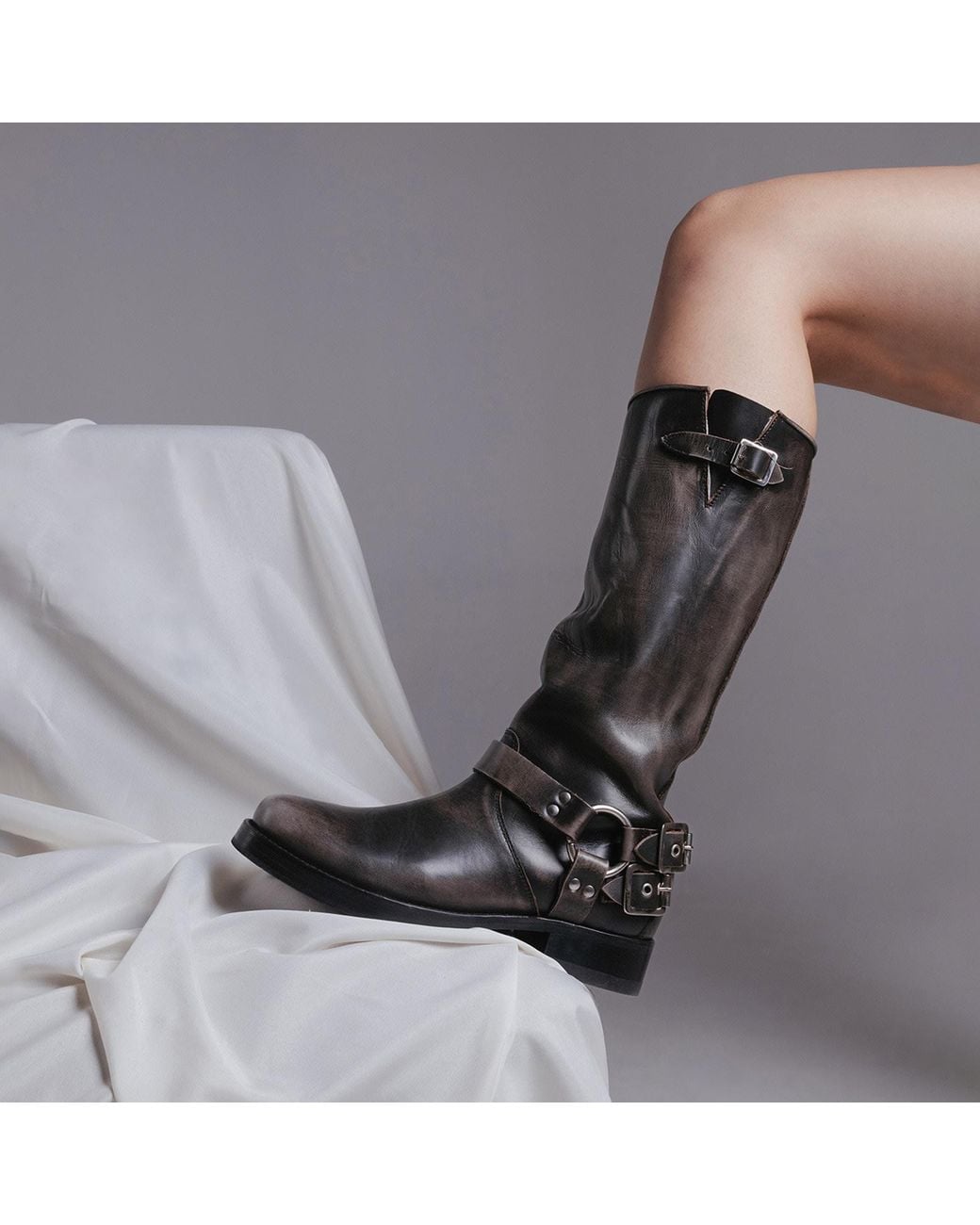 Urbnkicks Black Tall Biker Boots
