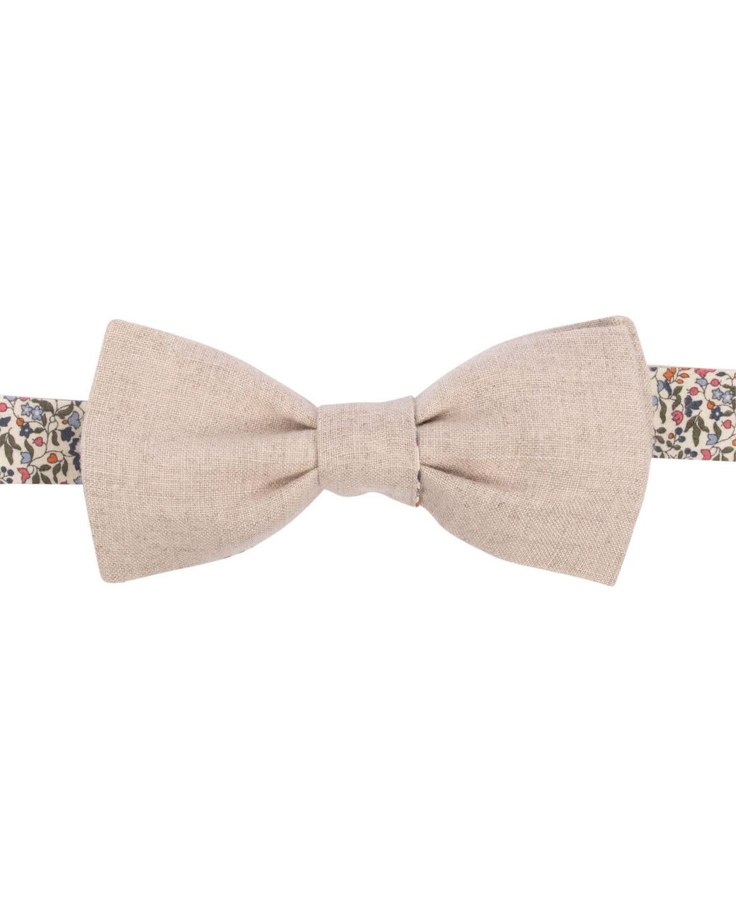 LE COLONEL Pink Neutrals Natural Textured Linen Vanilla Amber Liberty Katie & Millie Bow Tie for men