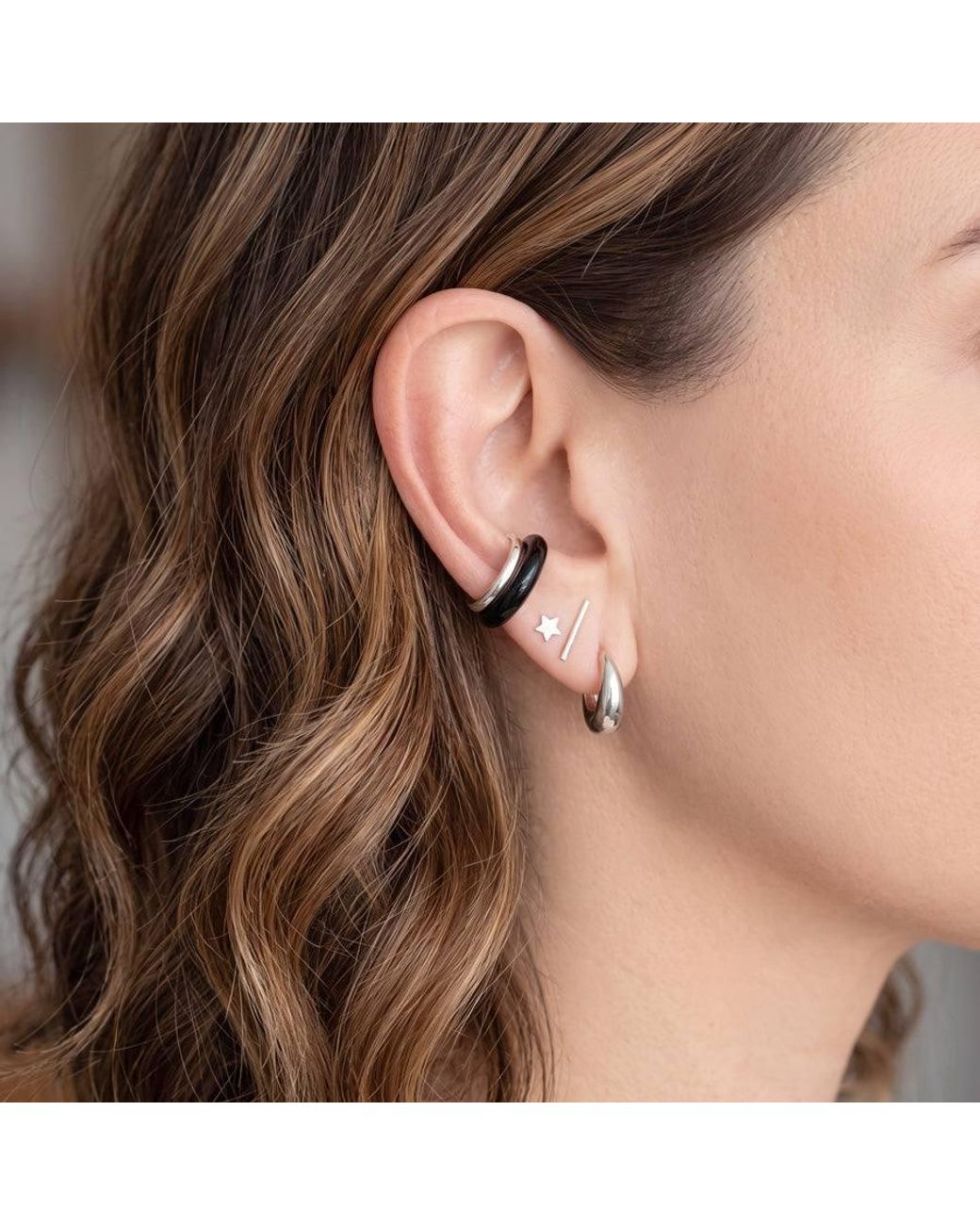 Kris Nations Metallic Tapered Huggie Hoop Earring