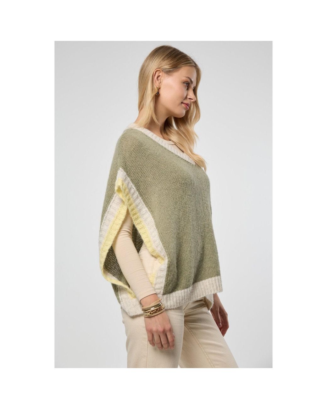 Saachi Green Colorblock Knit Moss Sweater Vest