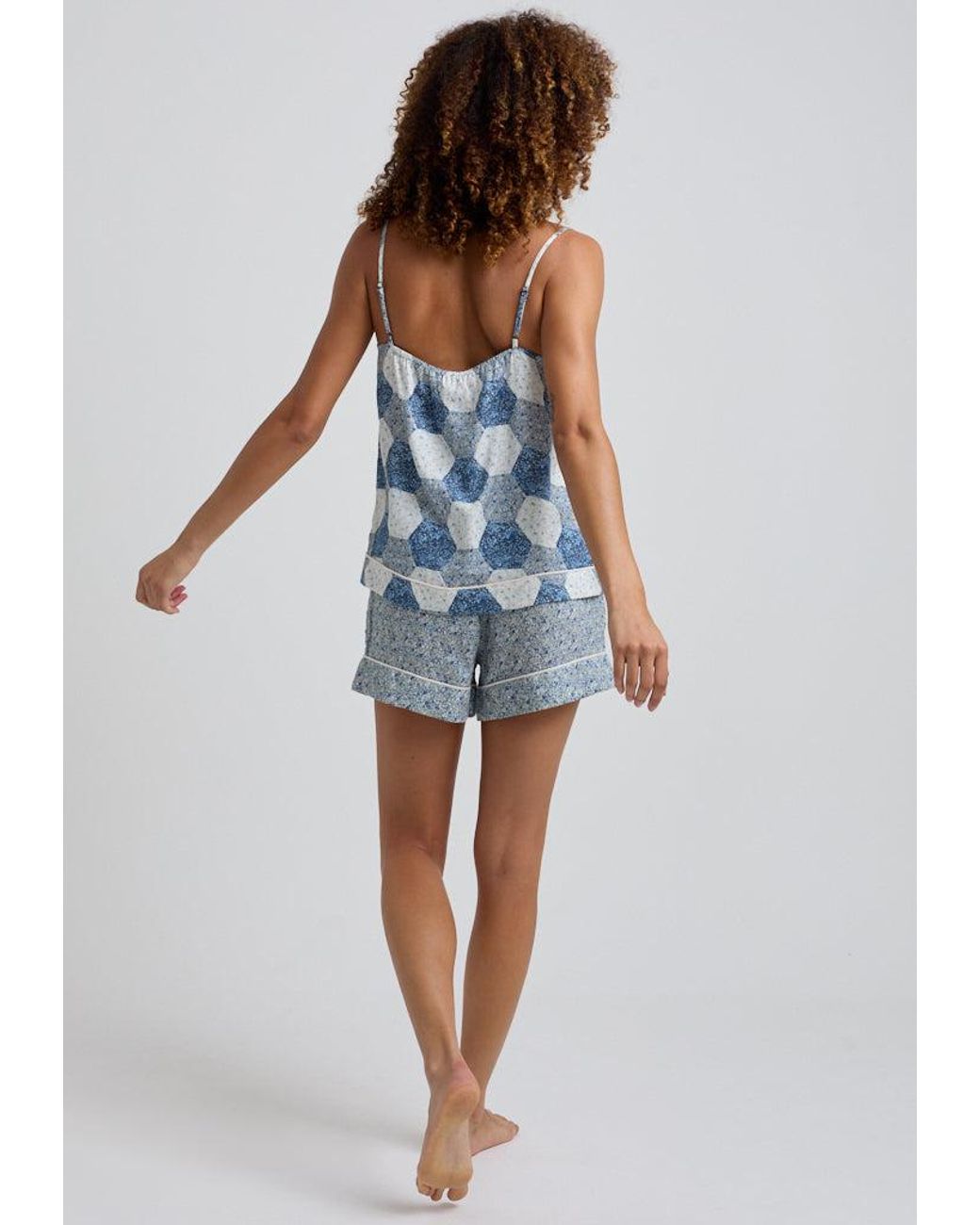 Lily and Lionel Blue Camilla Aster Patchwork Cami & Short Pyjama Set