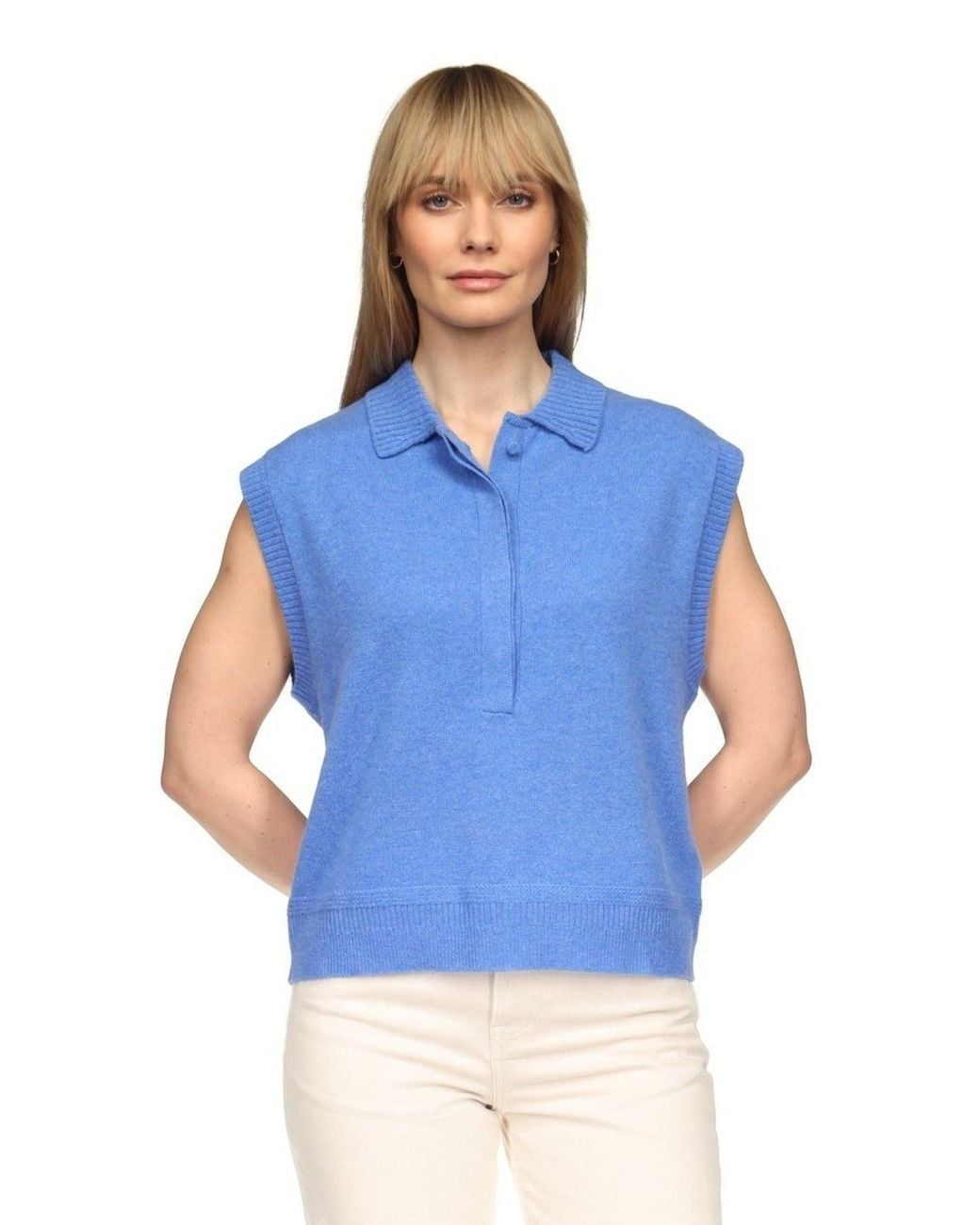 Brodie Cashmere Blue Collared Detail Tank