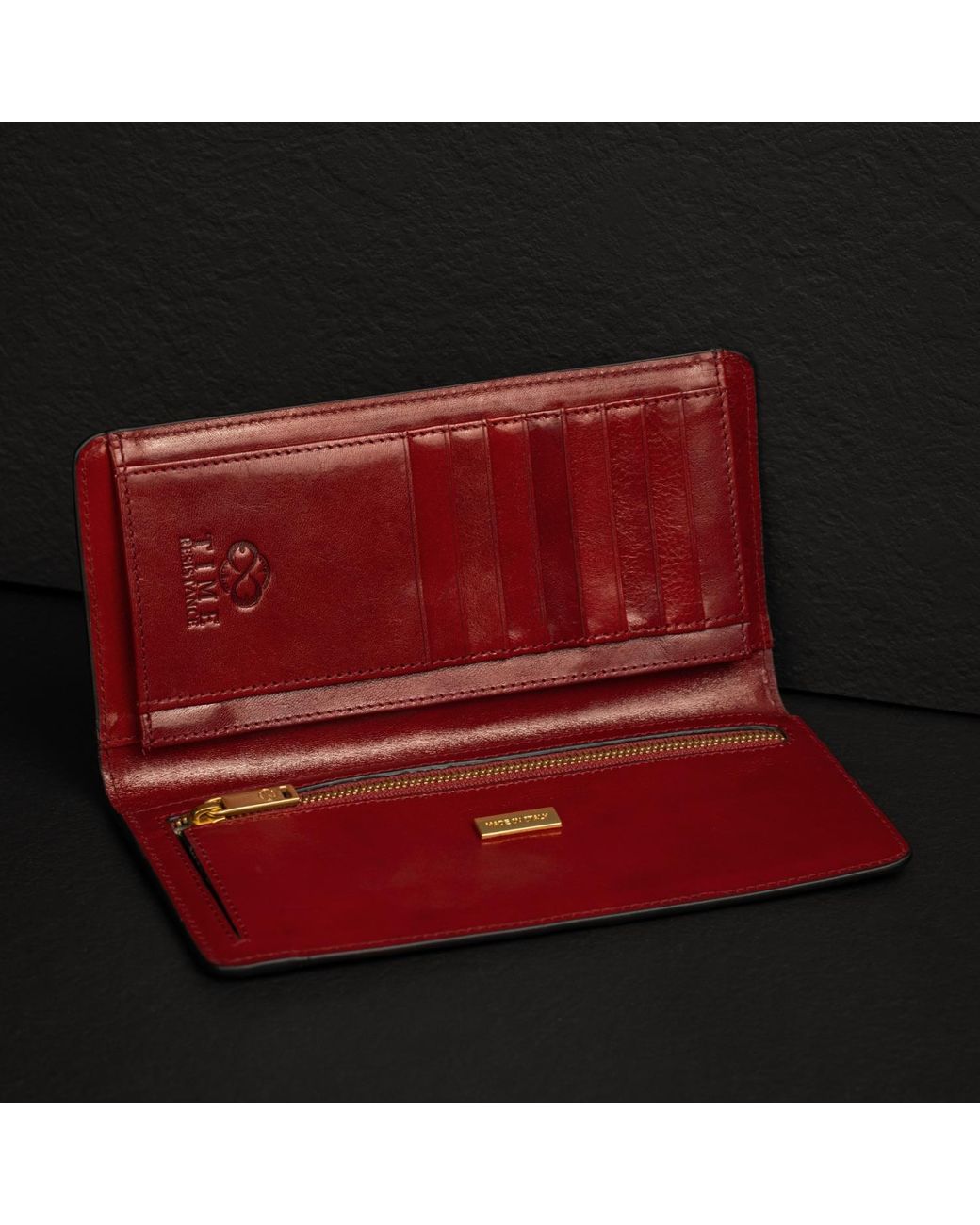 Time Resistance Red Leather Coat Wallet