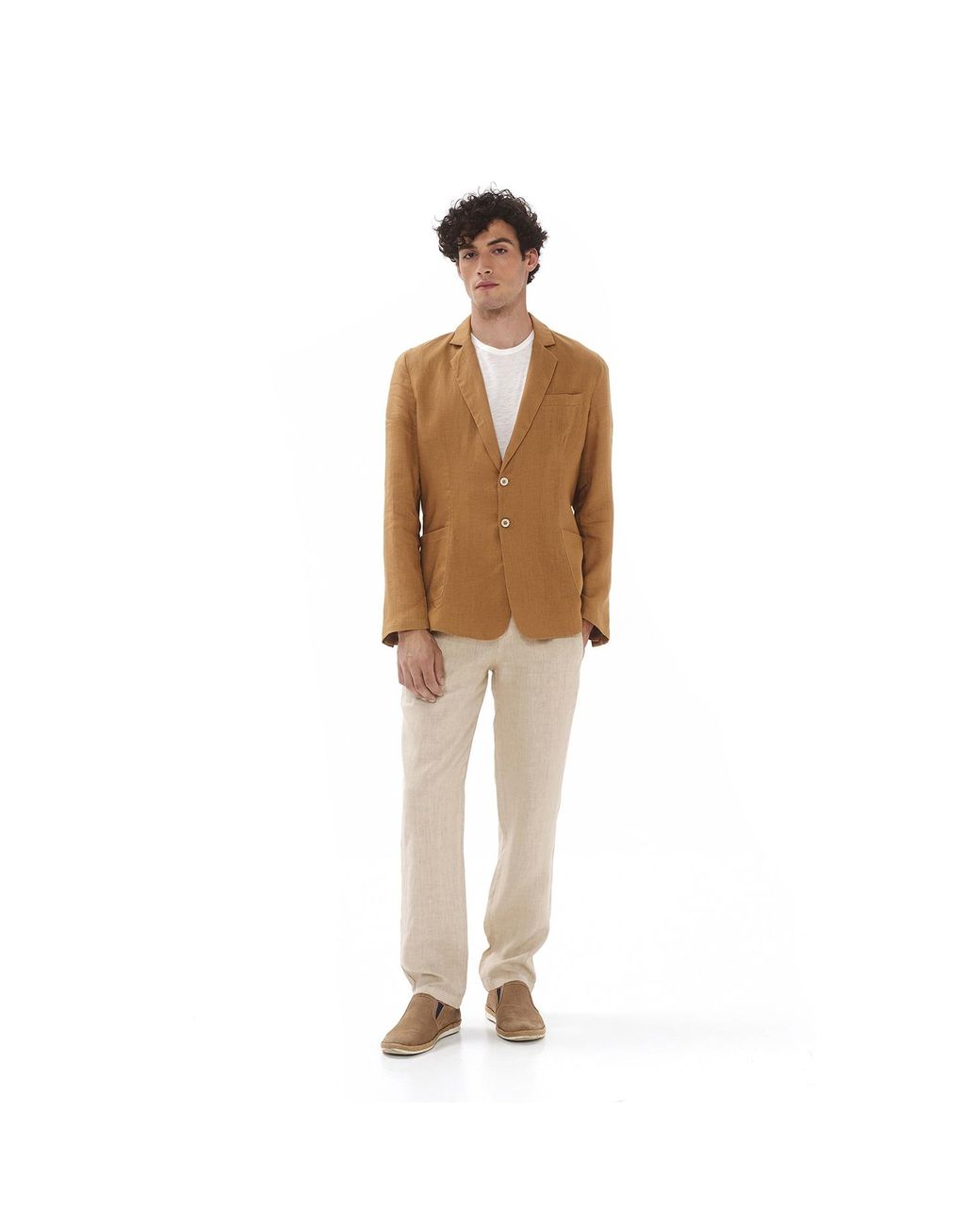 Haris Cotton Gray Linen Pants With Elastic Waistband And Back Pockets for men