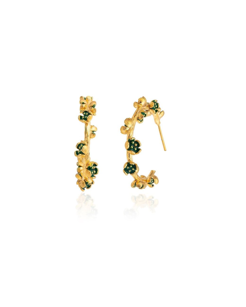 Milou Jewelry Green Large Flower Hoop Earrings