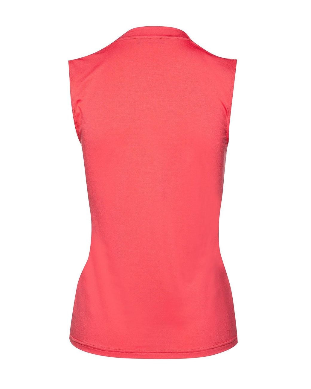 Conquista Pink Coral Sleeveless Faux Wrap Top
