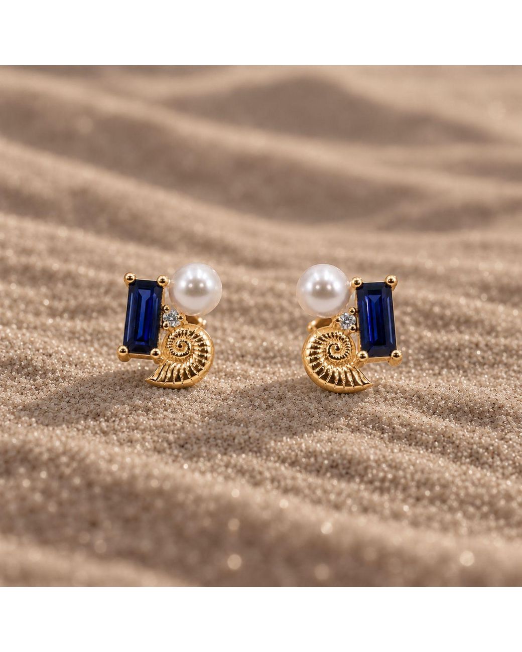 Cier Blue Ocean Cluster Stud Earrings for men