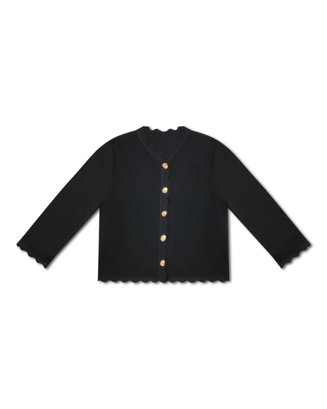 Roch Perel Blue Scalloped Trim Cardigan